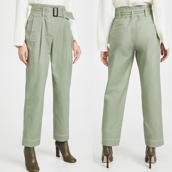 JONATHAN SIMKHAI Belted Trench Pants in Light Army Green sz 6 - Picture 1 of 11